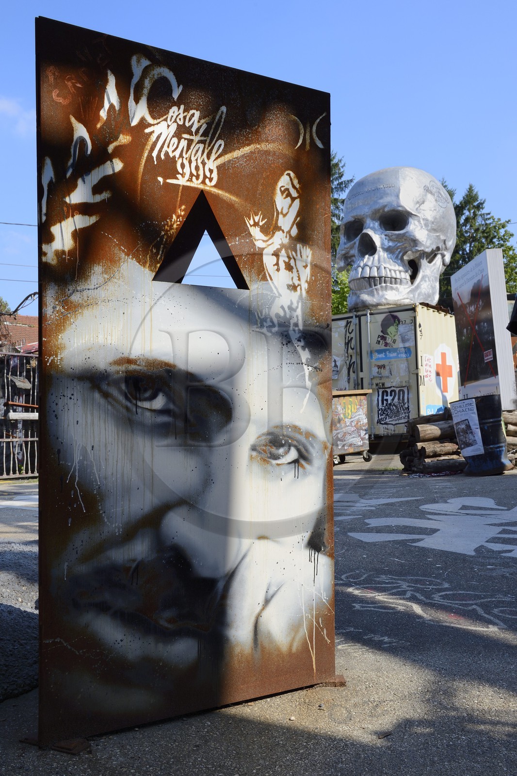 France, Rhone, Saint-Romain-au-Mont-d'Or, the Abode of Chaos (la Demeure du Chaos), the artwork is based around the endless transformation of the artist Thierry Ehrmann's 17th century home into a replica war zone at the image of this world