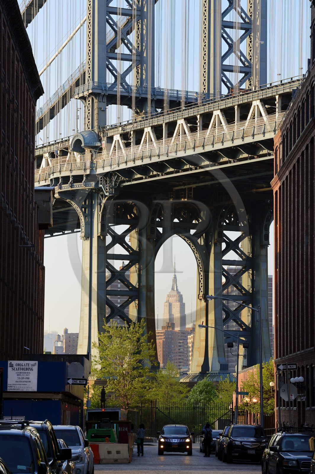 Etats-Unis, New York, Brooklyn, quartier Dumbo, le pont de Manhattan