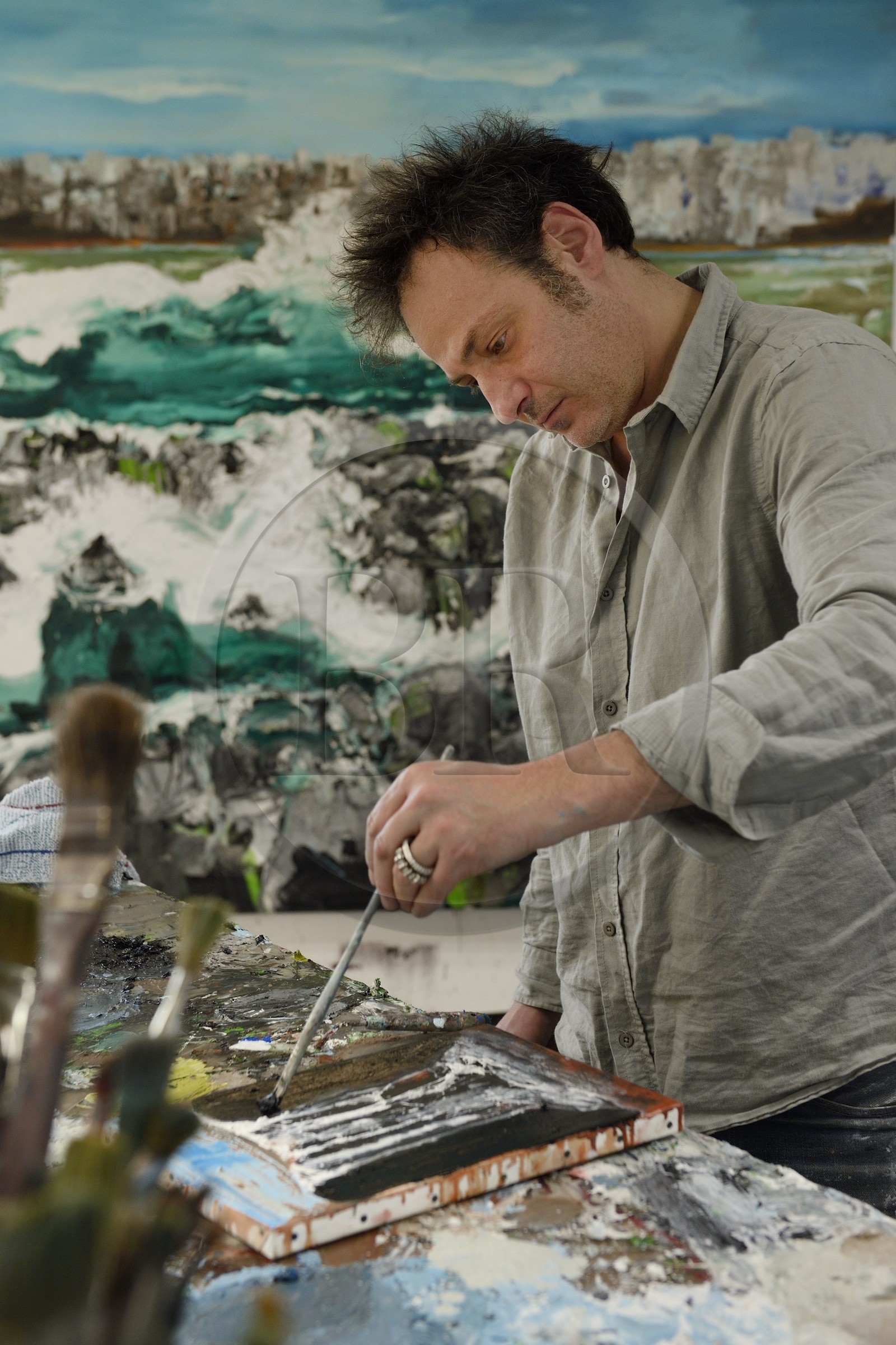 France, Val-d’Oise (95), Gonesse, atelier de l'artiste Fred Kleinberg au sein de l'entreprise Manutan