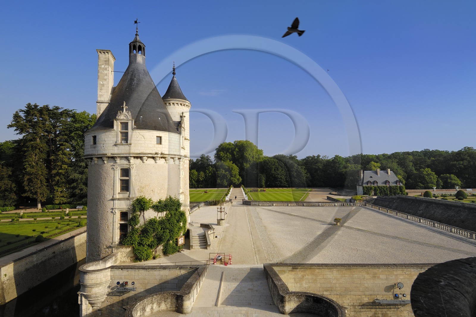 France, Indre-et-Loire (37), château de Chenonceau édifié de 1513 à 1521 de style Renaissance, la tour des Marques