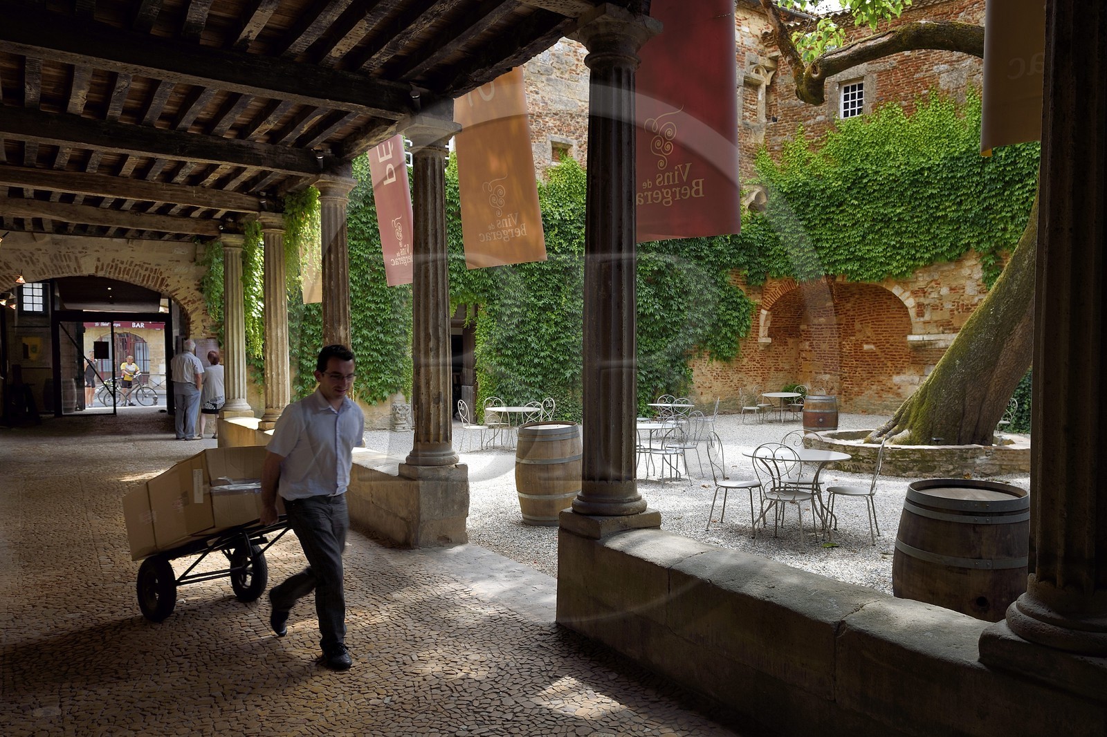 France, Dordogne, purple Perigord, Bergerac, the Maison des Vins de Bergerac in the former Cloitre des Recollets (Recollets cloister)