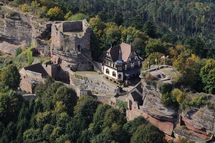 France, Bas Rhin, le Haut-Barr Castle (aerial view)