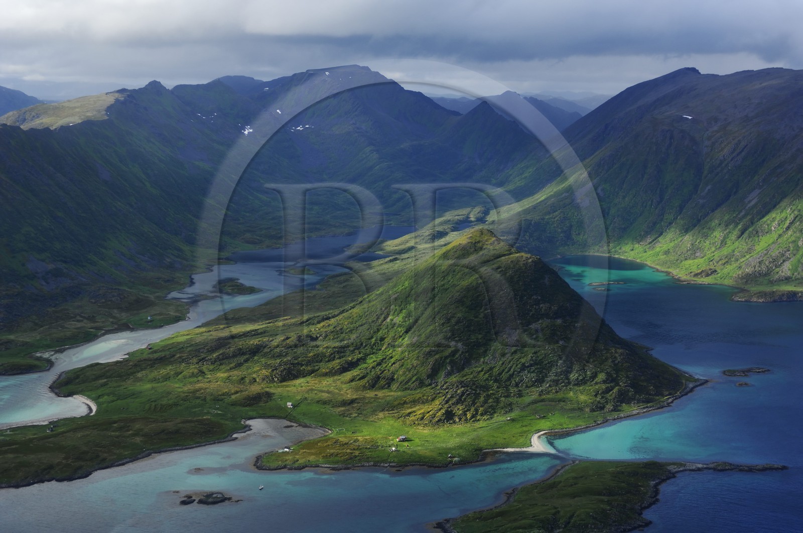 Norway, Lapland, Finnmark region, Soroya islands towards the North Cap (aerial view)