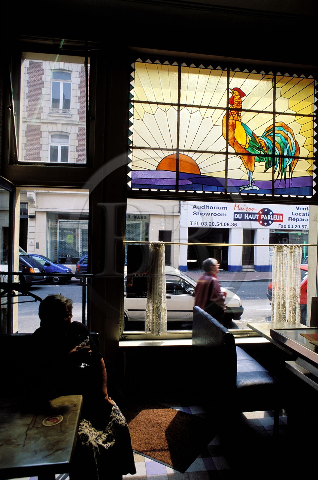 France, Nord, Lille, cock, a cafe sign