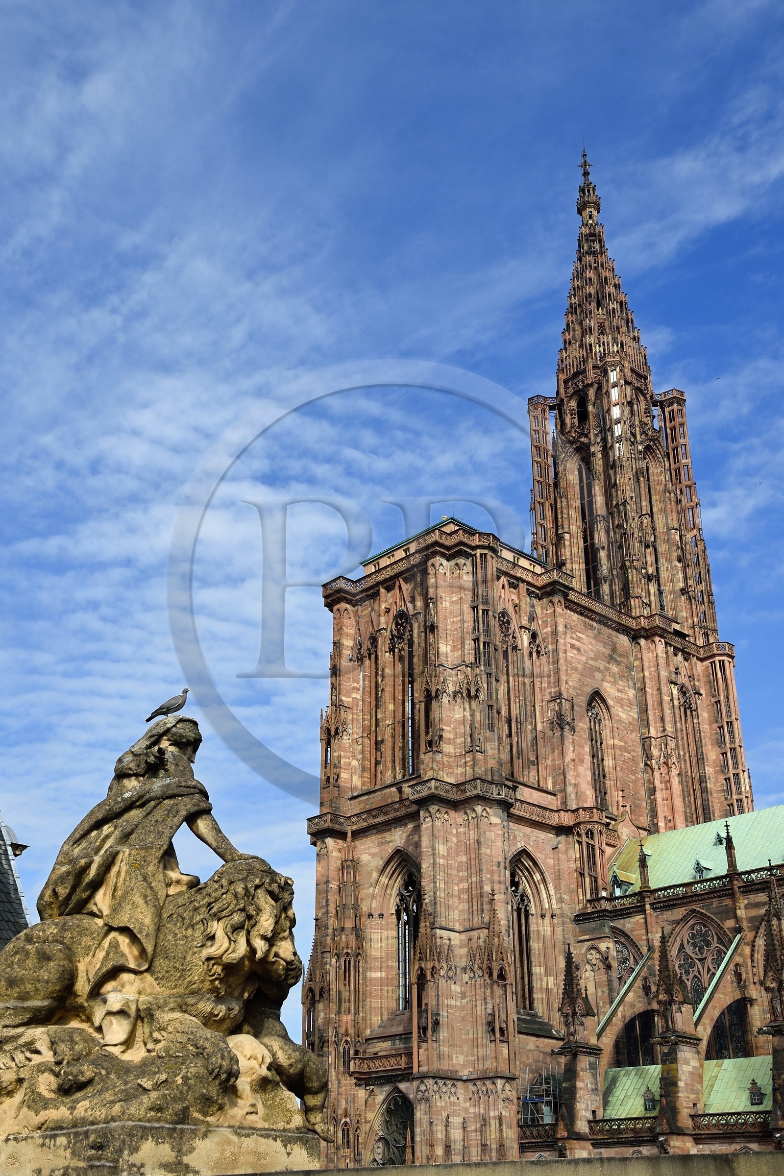 France, Bas Rhin, Strasbourg, old town listed as World Heritage by UNESCO, Notre Dame Cathedral seen from the Palais Rohan