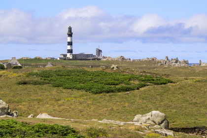 France, Finistère (29), Mer d'Iroise, Ile d'Ouessant, le phare du Créac’h sur la cote Nord