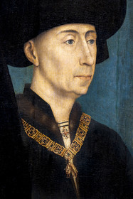 France, Côte-d'Or (21), Dijon, zone classée Patrimoine Mondial de l'UNESCO, Musée des Beaux-Arts dans l'ancien palais des ducs de Bourgogne,portraits des Ducs de Bourgogne (détail), Philippe le Bon (de 1419 à 1467)