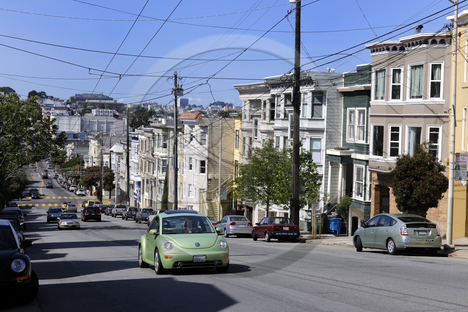 United States, California, San Francisco, Victorian wooden houses on Castro Street in the gay district