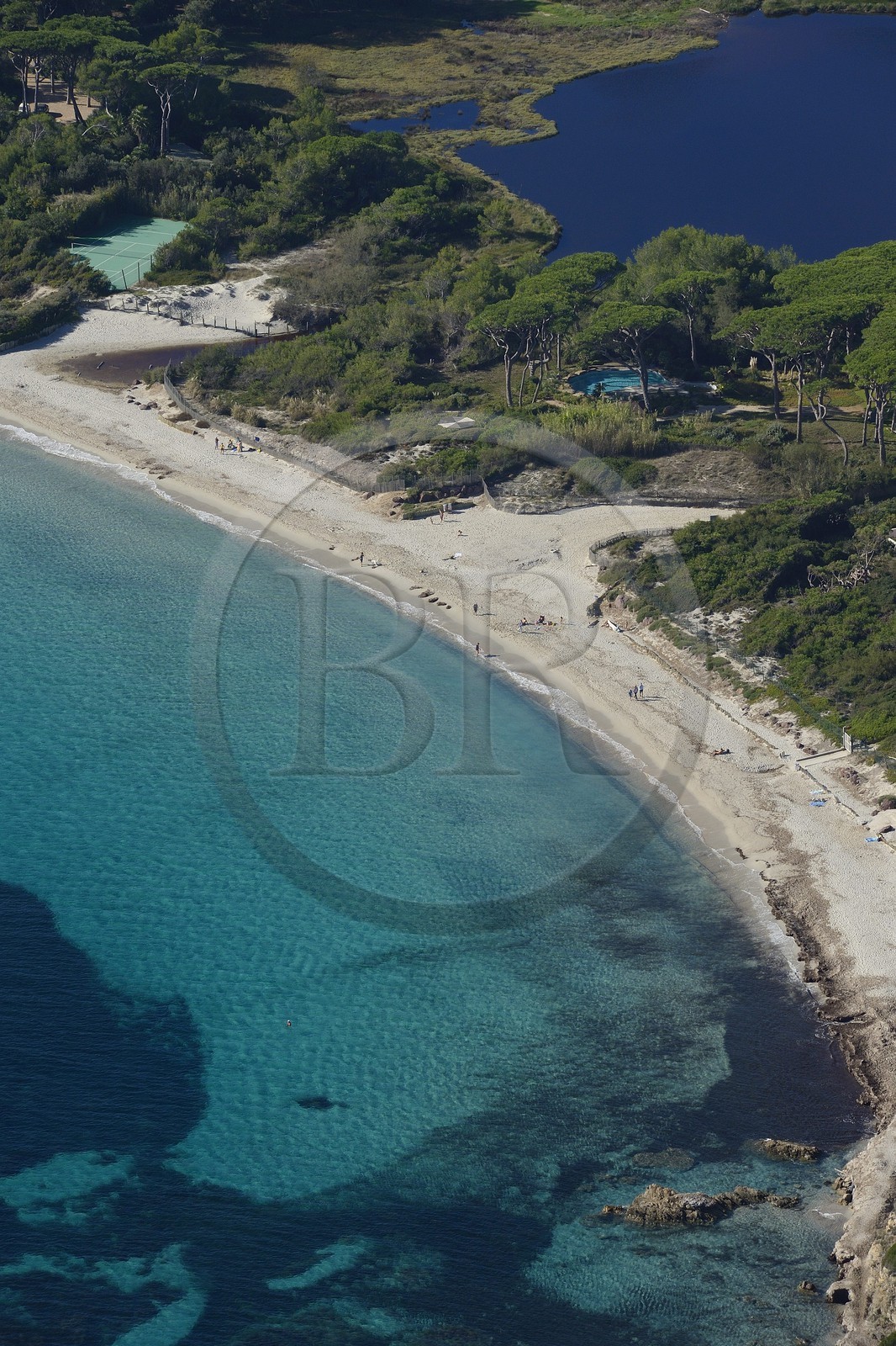 France, Var, Saint-Tropez, the Salins beach (aerial view)