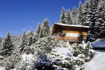 Suisse, Canton de Vaud, Villars sur Ollon, chalet sous la neige