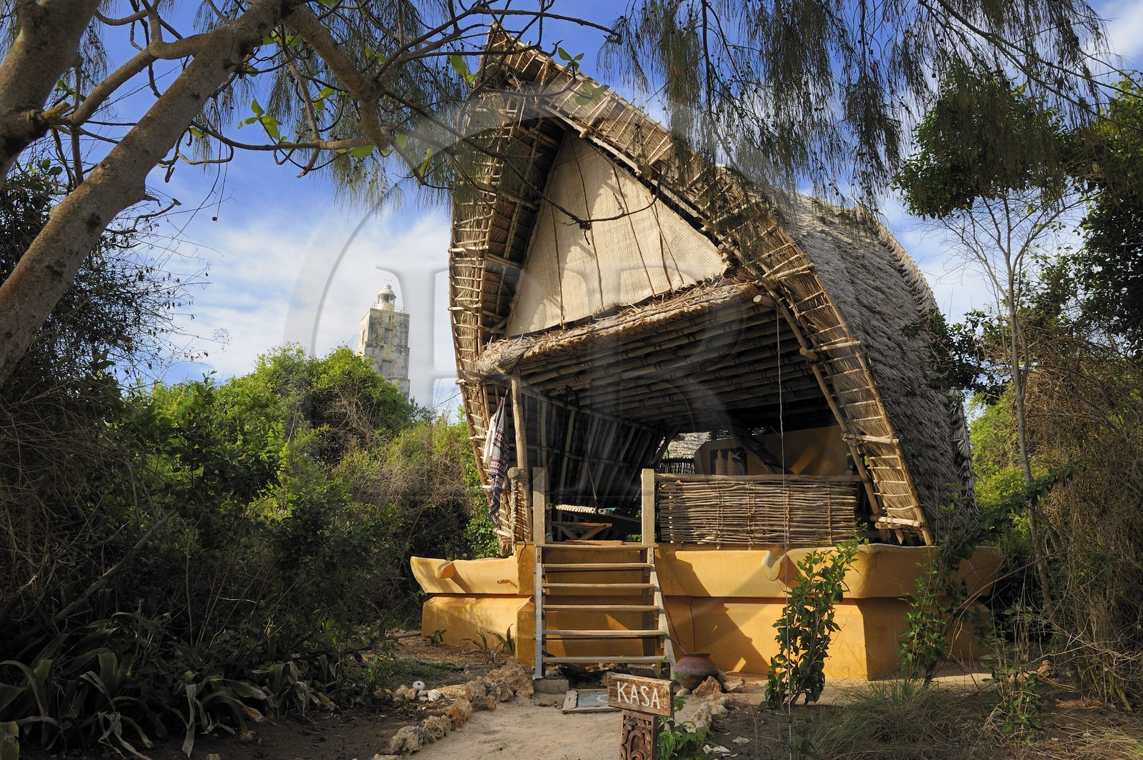 Tanzania, Zanzibar Archipelago, Unguja island (Zanzibar), west coast, Eco-bungalows from the nature reserve of  Chumbe Island Coral Park
