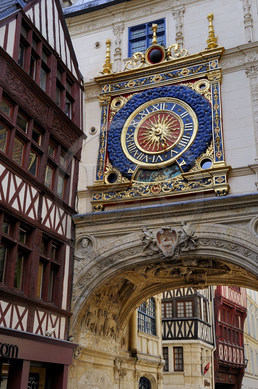 France, Seine-Maritime, Rouen, the Gros Horloge is an astronomical clock dating back to the 16th century