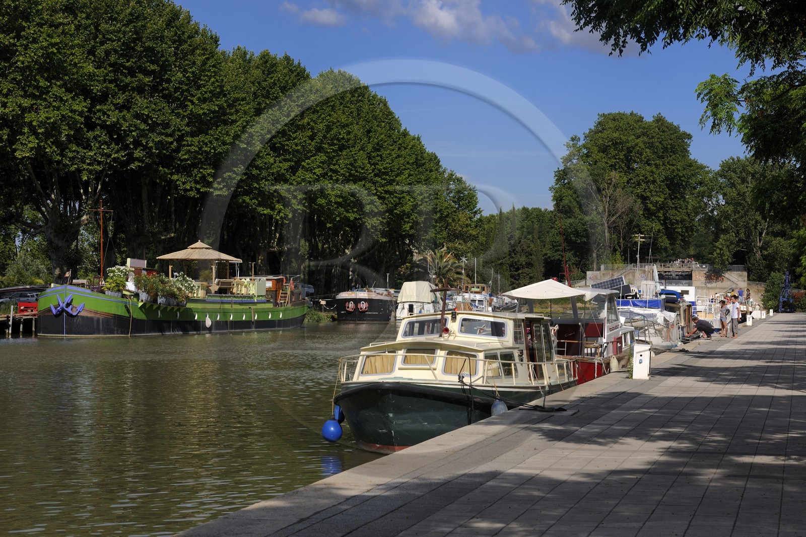 France, Hérault (34), Béziers, Canal du Midi, classé Patrimoine Mondial de l'UNESCO, le Port Neuf