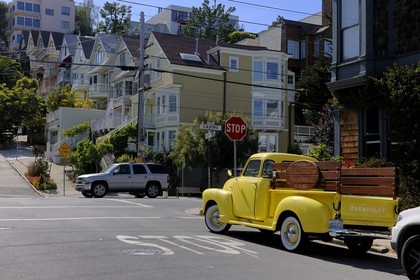United States, California, San Francisco, old Chevrolet van restored in the district of Noe Valley