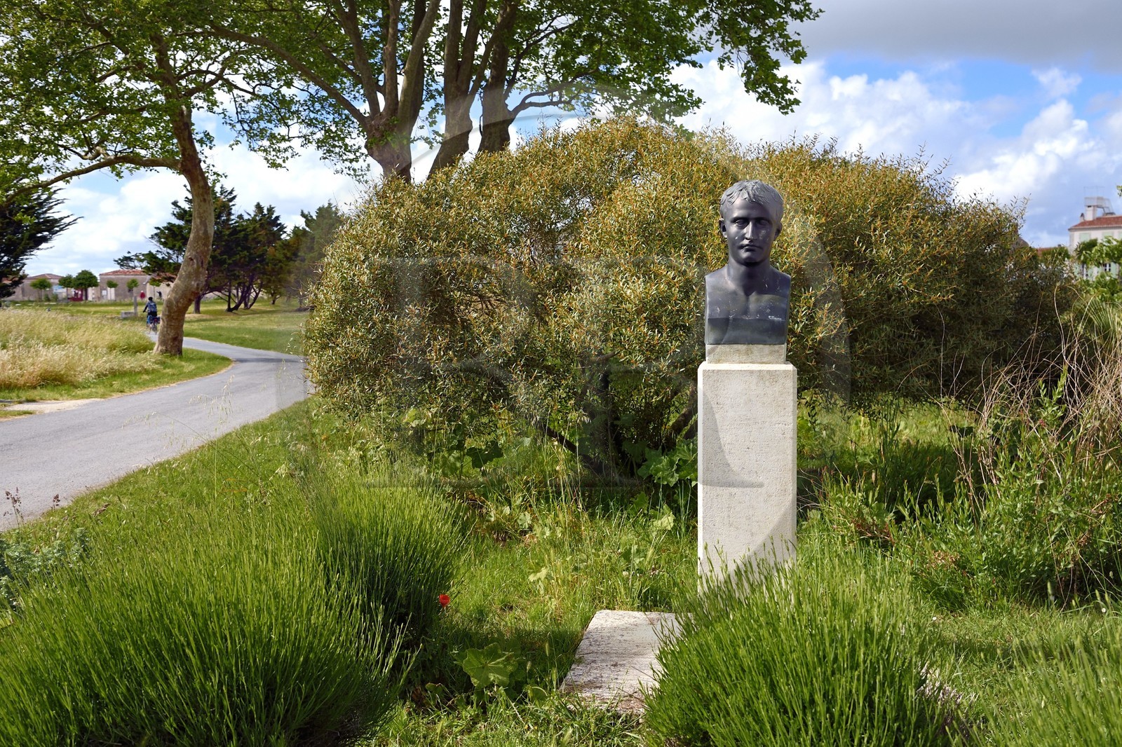 France, Charente-Maritime (17), Ile d'Aix, buste de Napoleon Bonaparte en mémoire à ses dernières journées sur l'ile et en territoire français du 12 au 15 juillet 1815