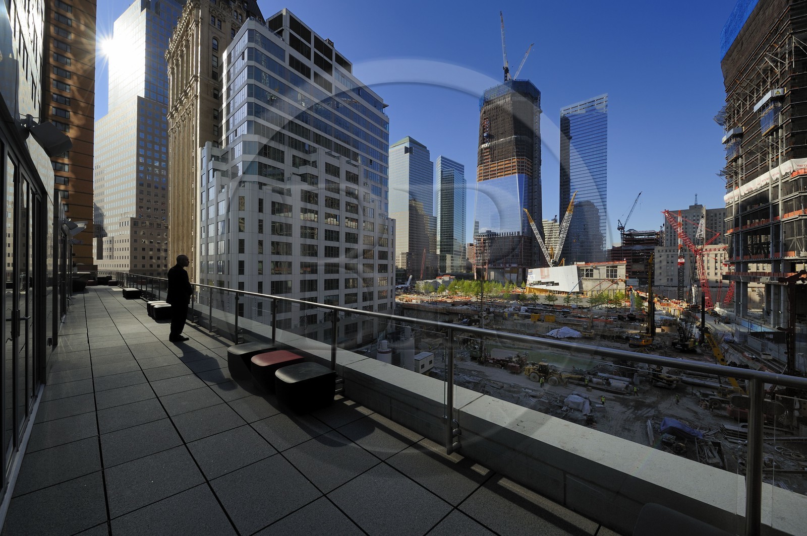 Etats-Unis, New-York, Manhattan, reconstruction du site de Ground Zero avec le One World Trade Center (Freedom Tower)