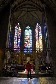 France, Moselle (57), Metz, la cathédrale Saint-Etienne, chapelle du Saint Sacrement avec des vitraux de Jacques Villon (1957)
