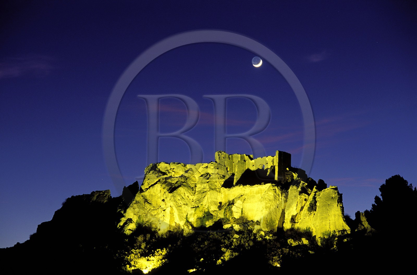 France, Bouches du Rhone, Les Baux de Provence village, labelled Les Plus Beaux Villages de France (The Most Beautiful Villages of France), ruins of the castle and its donjon
