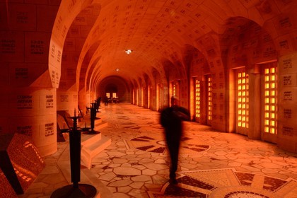 France, Meuse, Douaumont, battle of Verdun, ossuary of Douaumont, national necropolis housing the tombs representing geographic areas of the Battle of Verdun which are engraved the names of fallen soldiers