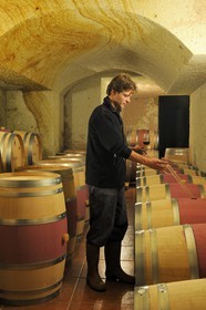 Turquie, Anatolie Centrale, province de Nevsehir, Cappadoce classée Patrimoine Mondial de l'UNESCO, Ürgüp, caves troglodytiques du producteur de vin Turasan