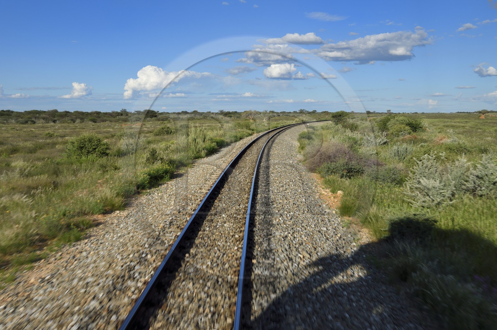 Namibie, région de Erongo, voie ferrée emprunté par le Shongololo express