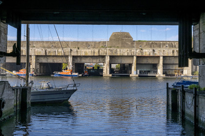 France, Loire Atlantique, Saint Nazaire, the former German submarine bases built during the last world war border the dock of the port of Saint-Nazaire, in the bunker that houses the Espadon submarine