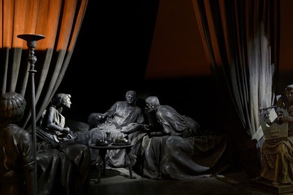 Israel, désert du Neguev, musée de Massada, reconstitution d'une scène de repas