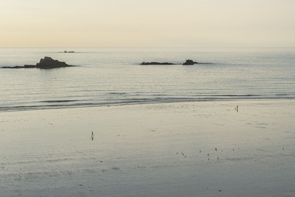 France, Ille-et-Vilaine (35), Côte d'Emeraude, Saint-Malo, plage du Mihinic à l'aube