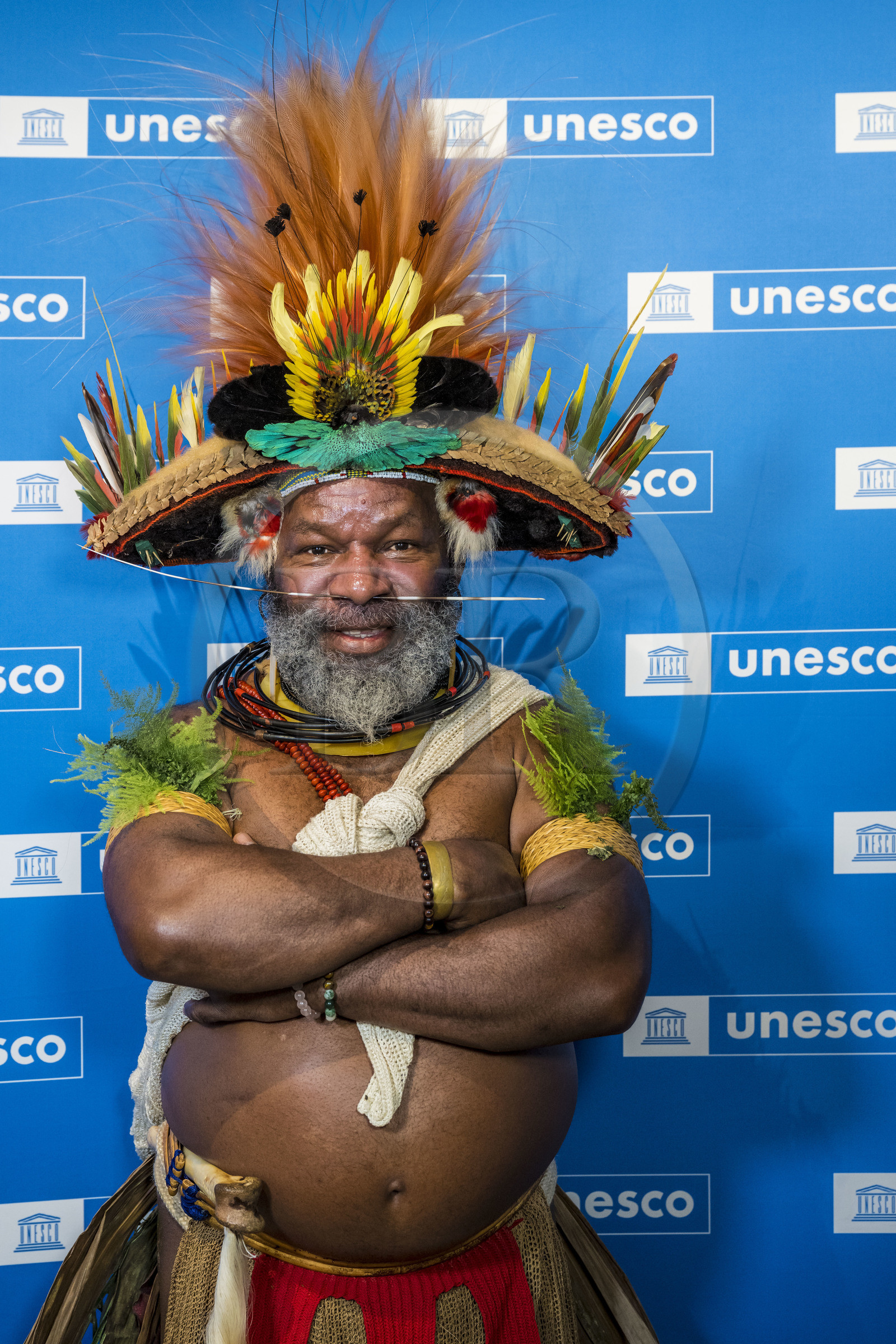 France, Paris (75), siège de l'UNESCO, conférence à l'Université de la Terre du 25 novembre 2022, le chef Papou Mundiya Kepanga