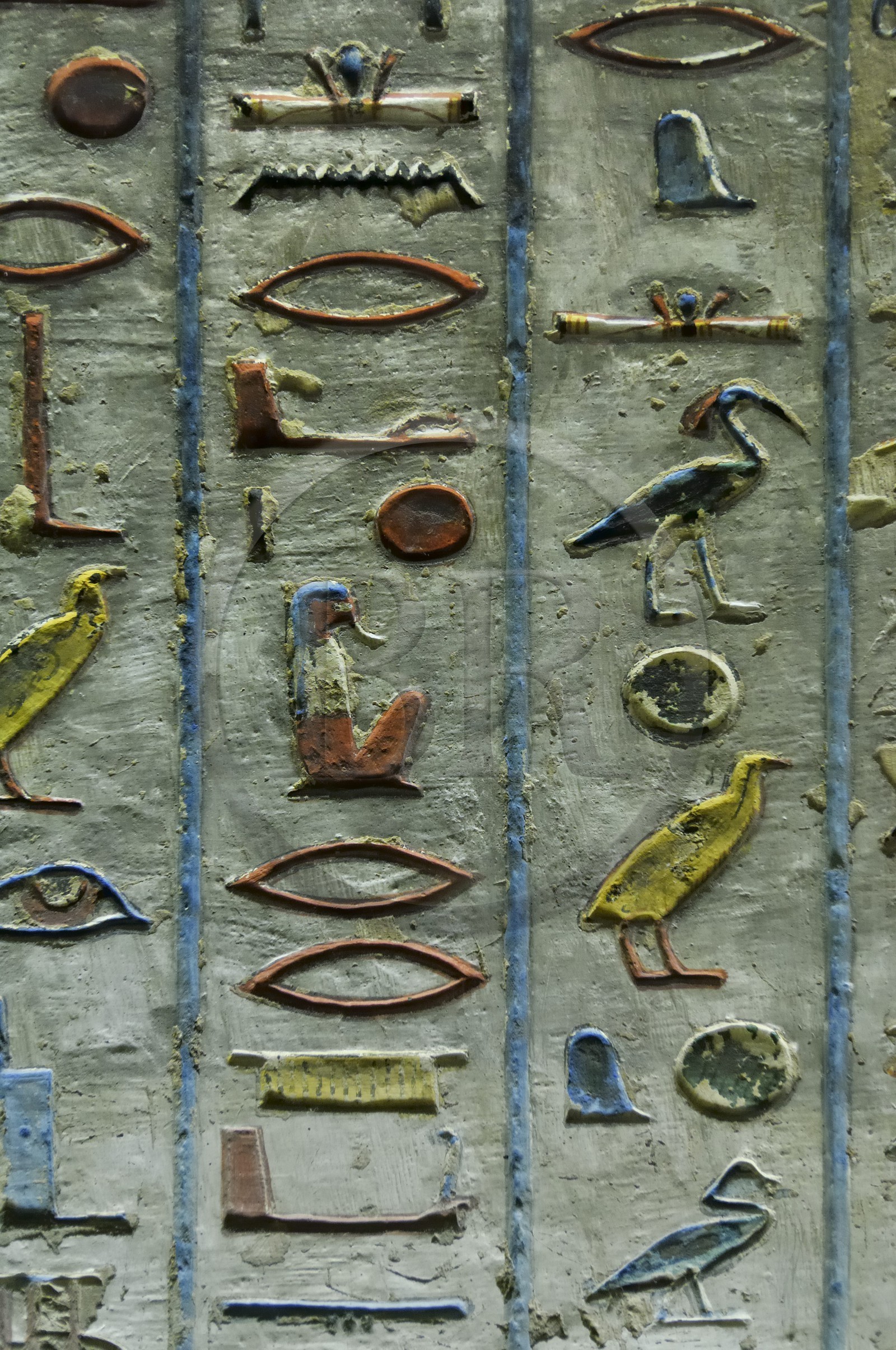 Egypte, Haute Egypte, vallée du Nil, environs de Louxor, nécropole thébaine classée Patrimoine Mondial de l'UNESCO, Thèbes Ouest, vallée des Rois, hiéroglyphes de la tombe de Ramses III