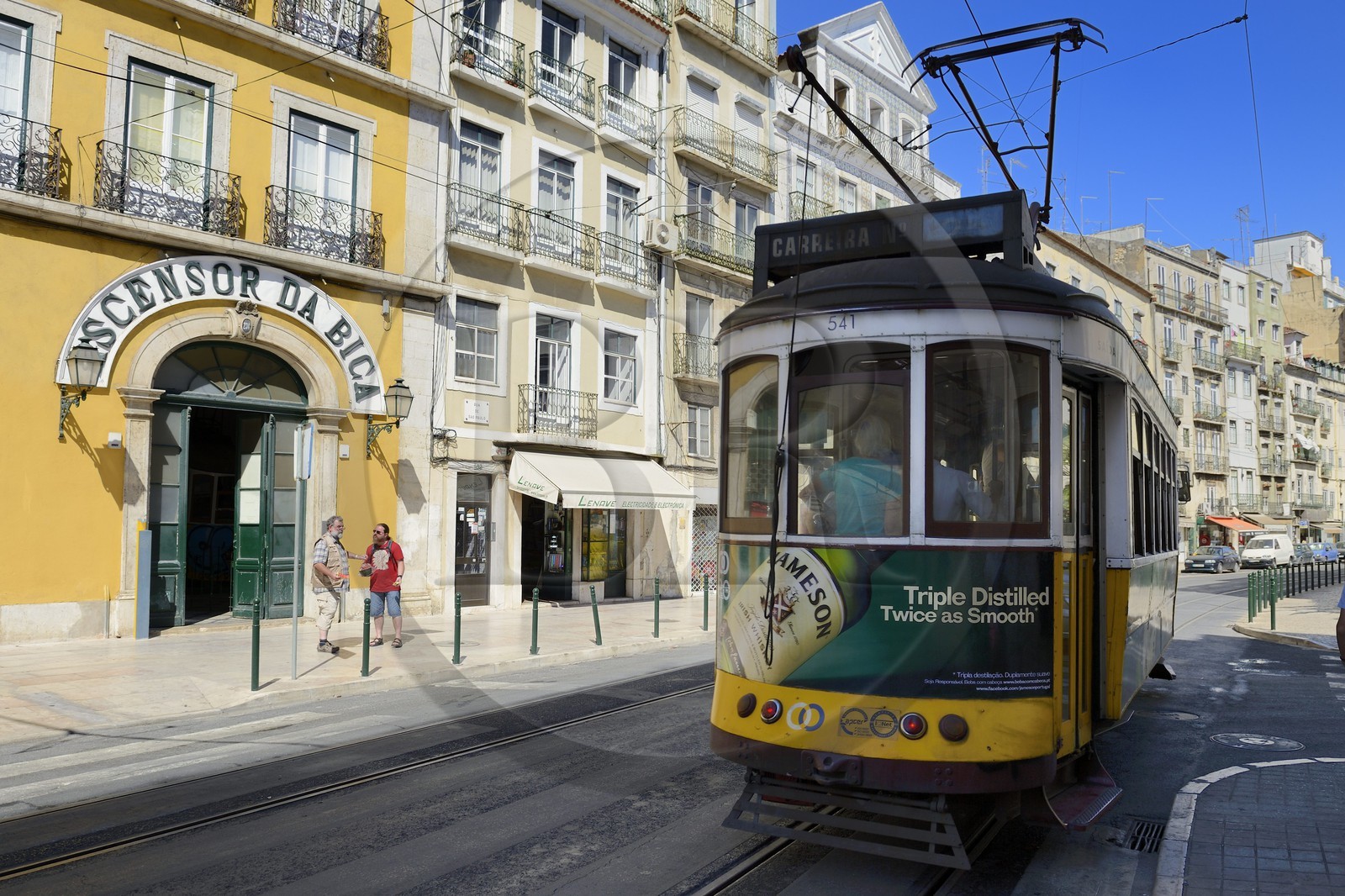 Portugal, Lisbon, Bairro Alto district, entrance to the funicular Bica in the Sao Paulo street, connecting the district of Bairro Alto to the shores of the Tagus