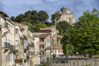 France (30), Gard, Beaucaire, le chateau de Beaucaire (vue aérienne)