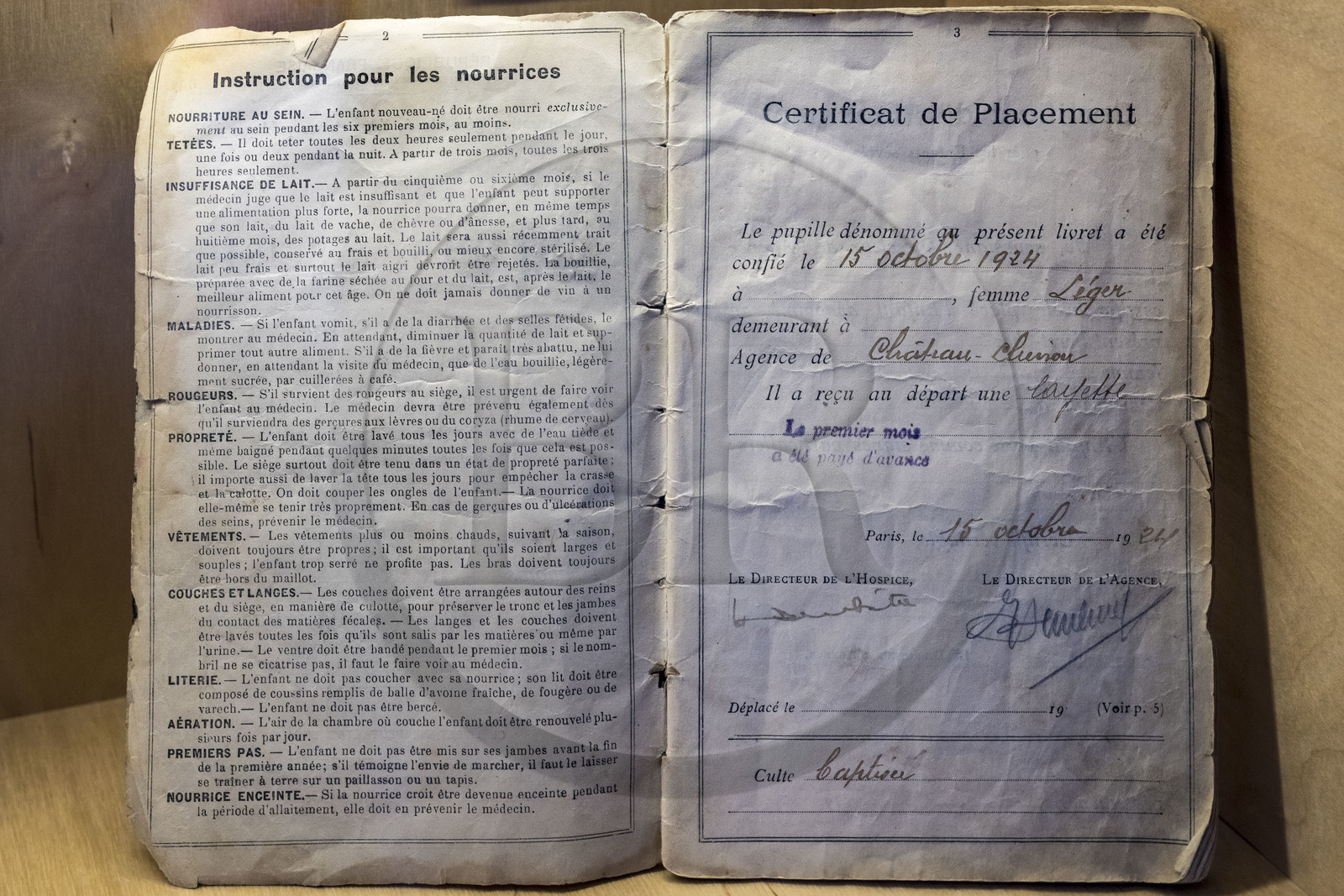 France, Nièvre (58), Parc naturel régional du Morvan, Alligny en Morvan, musée des nourrices et des enfants de l'Assistance Publique, livret d'enfants placés
