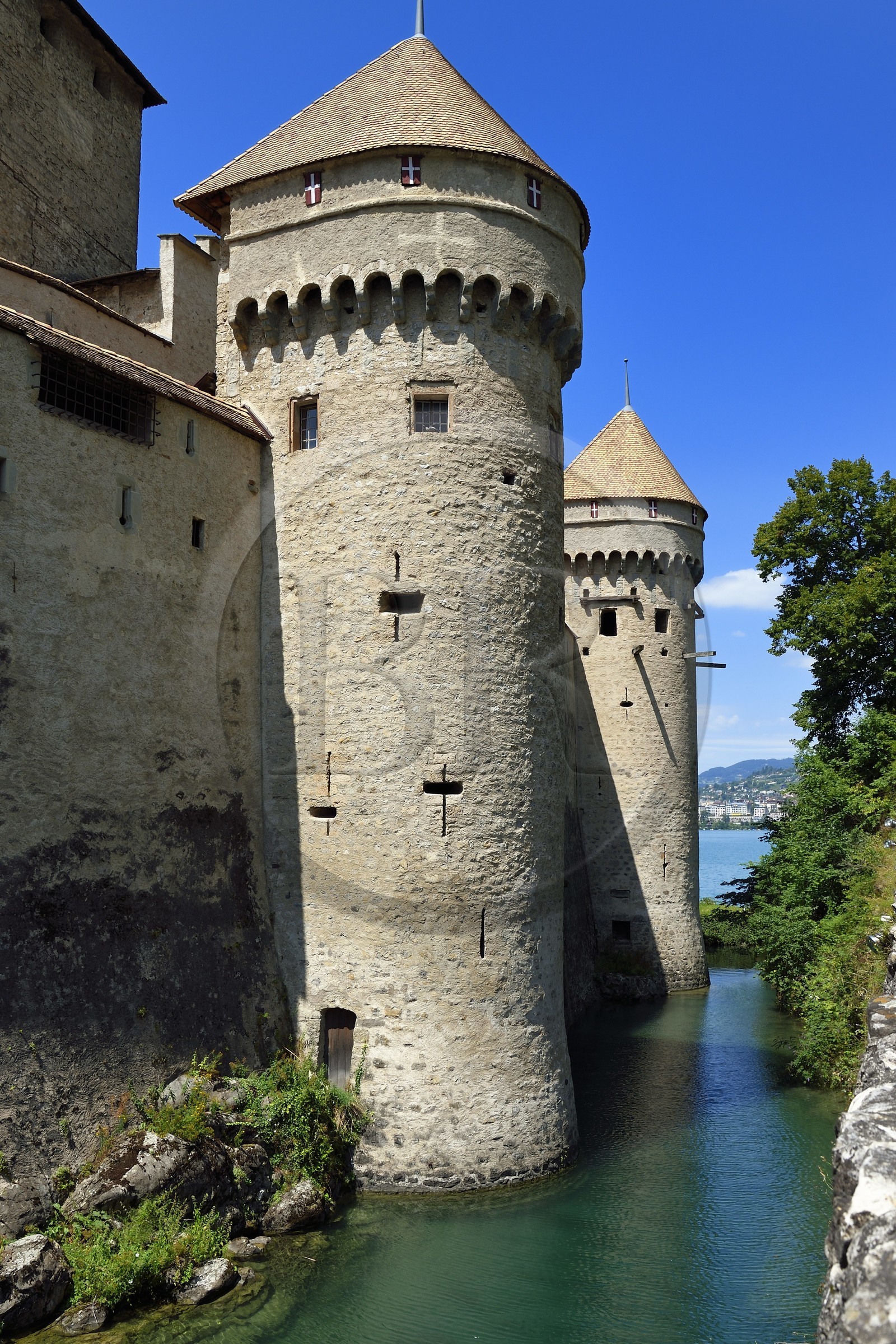 Suisse, Canton de Vaud, Veytaux, chateau Chillon sur les rives du lac Léman