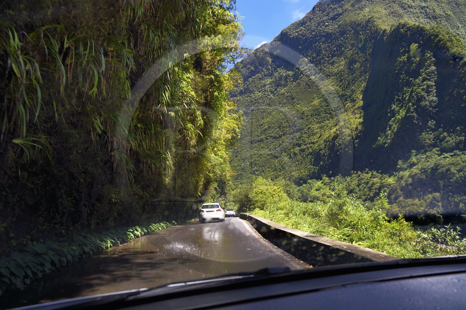 France, Ile de la Reunion, Cirque de Salazie, classé Patrimoine Mondial de l'UNESCO, entrée du cirque sur la D48 qui longe la Rivière du Mat