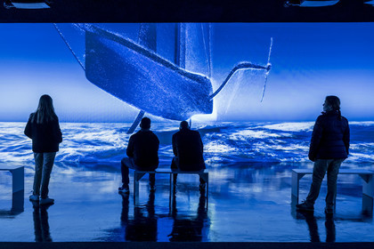 Spain, Catalonia, Barcelona, Port Vell, America's Cup Experience, official promotional center for the 37th America's Cup Barcelona 2024