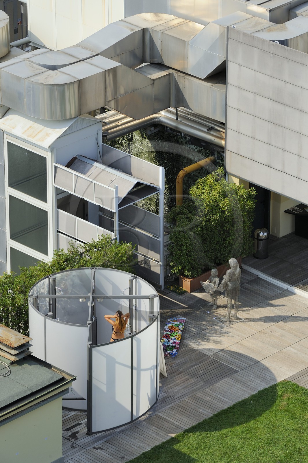 Italy, Lombardy, Milan, terrace on the roof of a sports and fitness hall