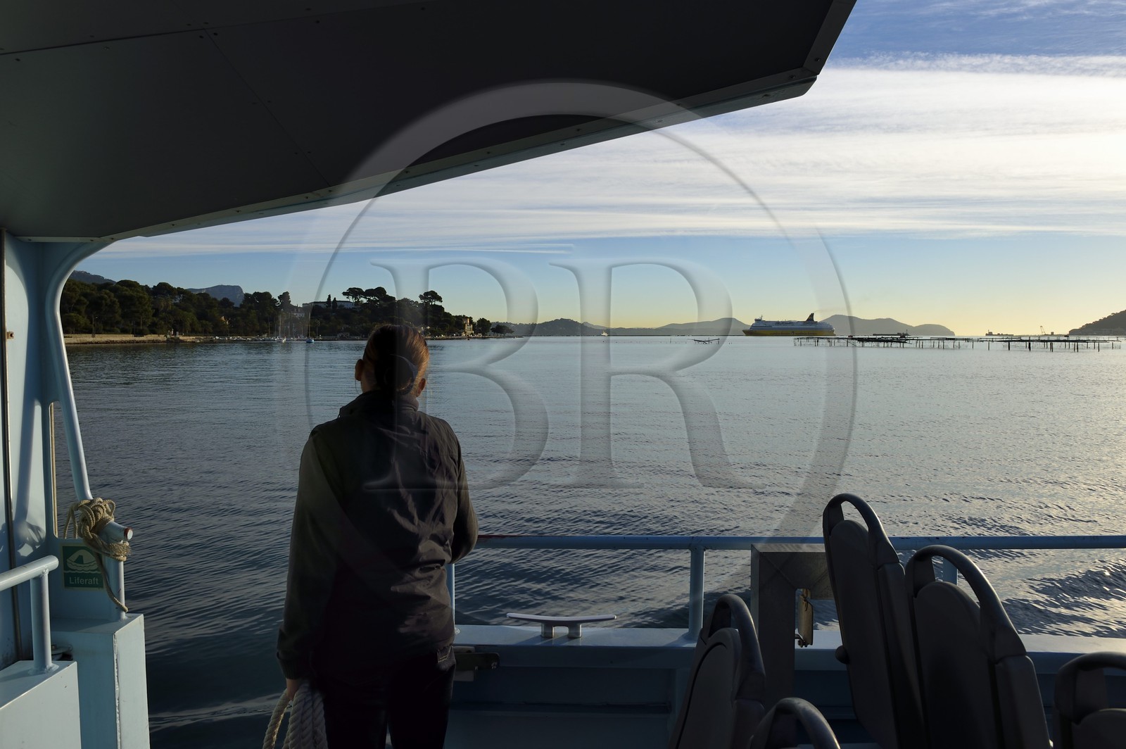 France, Var, the Rade (Roadstead) of Toulon, La Seyne-sur-Mer, area of Tamaris, the corniche Michel Pacha, water bus