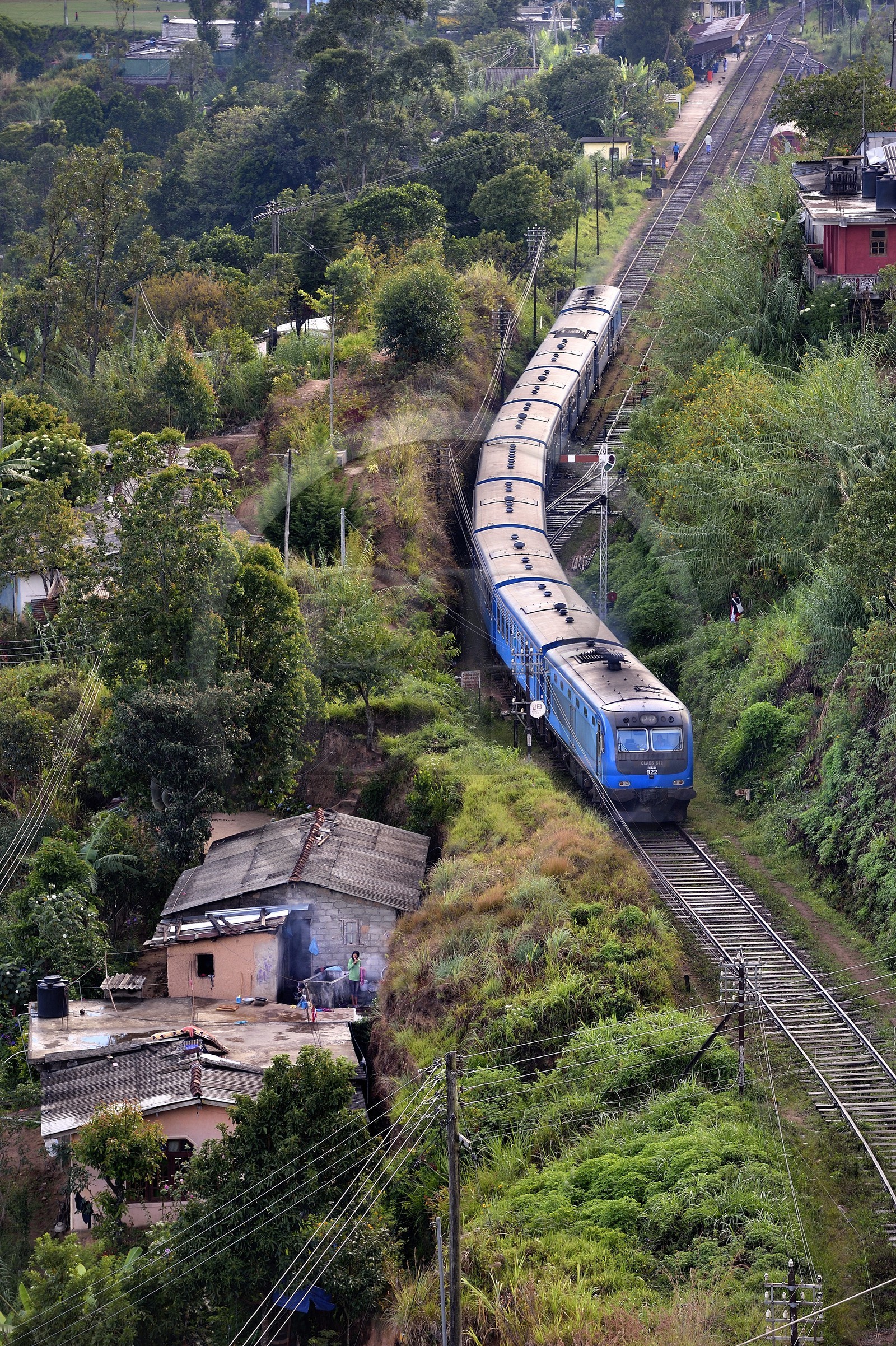 Sri Lanka, Province d'Uva, Haputale, le train quitte la gare