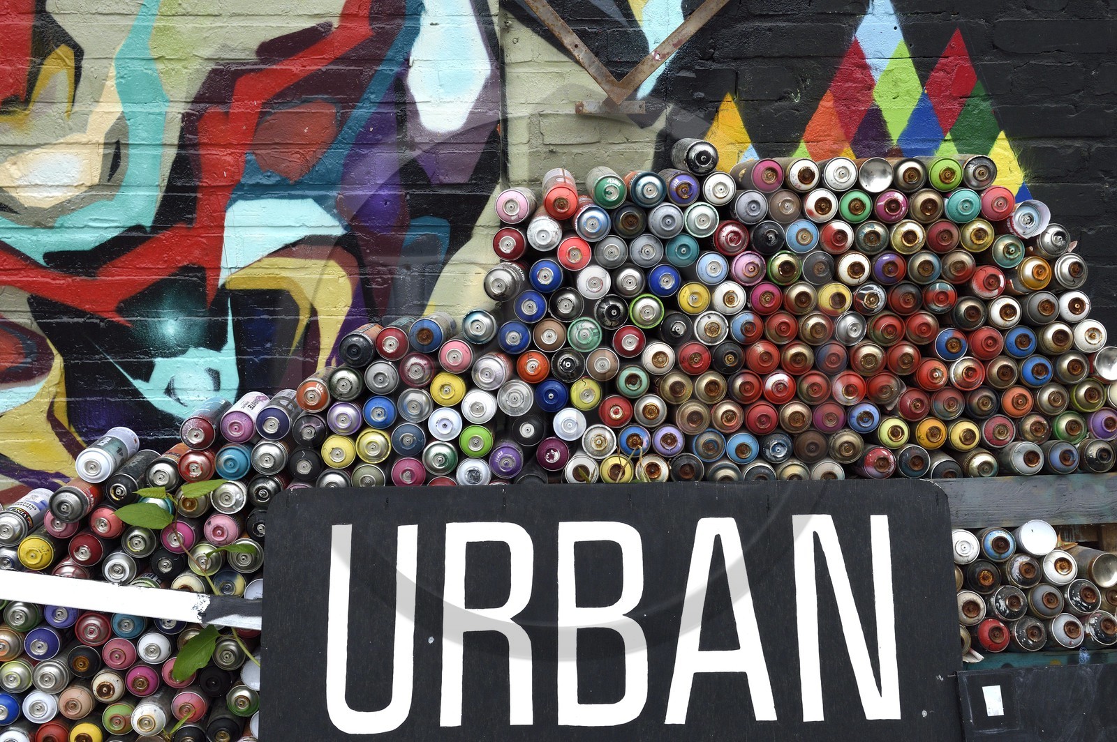 Allemagne, Berlin, RAW Tempel, haut lieu de l’art libre et urbain entre Revaler Strasse et les voies de chemin de fer de la station Warschauer Strasse, atelier d'artiste dans l'espace alternatif Urban Spree