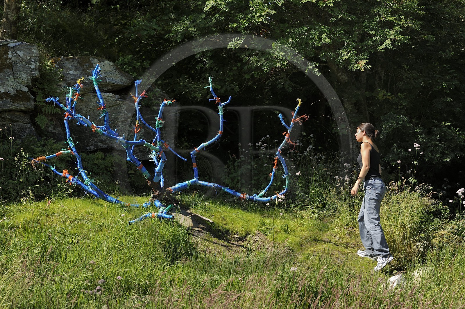 Norvège, Rogaland, région de Stavanger, Land Art sur l'île de Bru (Stavanger 2008), Forest of Words de Jorn Ronnau et Torild Wardenaer