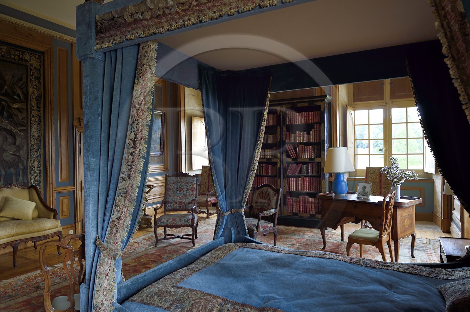 France, Dordogne (24), Périgord Noir, chateau de Hautefort, la chambre d'honneur