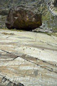 France, Alpes-Maritimes, parc national du Mercantour (Mercantour National Park), the Vallee des Merveilles (Valley of Wonders) scattered with thousands of rupestral engravings of the Bronze Age, schist flagstone called the Rock of the Altar, daggers engravings