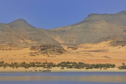 Egypt, Upper Egypt, Lake Nasser, Nubia desert, Wadi es-Sebua site or Valley of the Lions, the lake Nasser