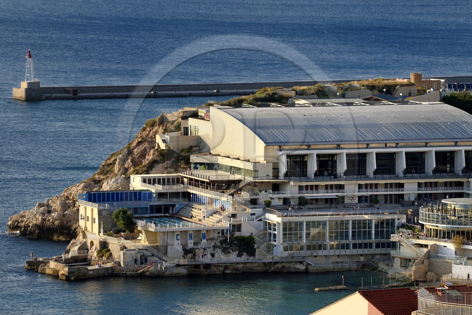 France, Bouches du Rhone, Marseille, Catalans district, swimming pool of the Cercle des Nageurs de Marseille or CNM