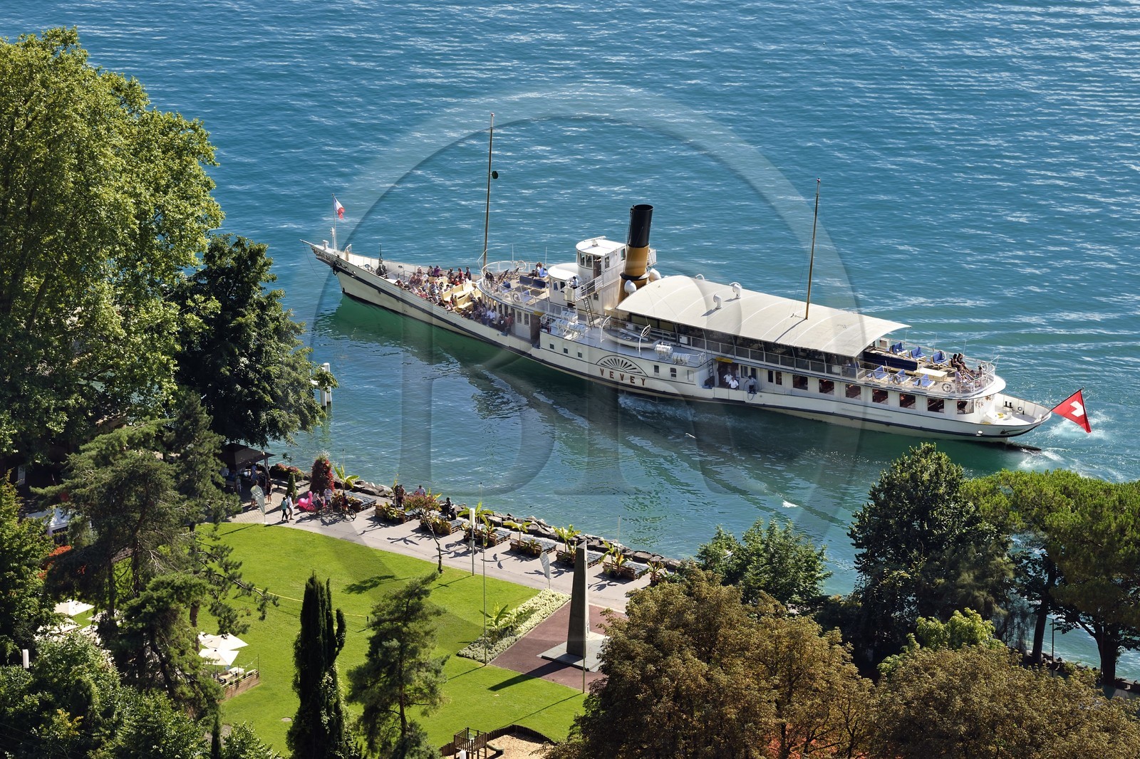 Suisse, Canton de Vaud, Montreux, le bateau à roues à aubes Vevey (1907) de la Compagnie générale de navigation sur le lac Léman (CGN)