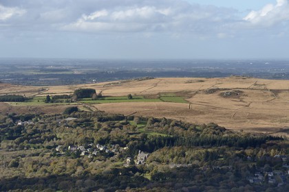 France, Finistere, Parc Naturel Regional d'Armorique (Armorica Regional Natural Park), Monts d'Arree, the municipality of Botmeur (aerial view)