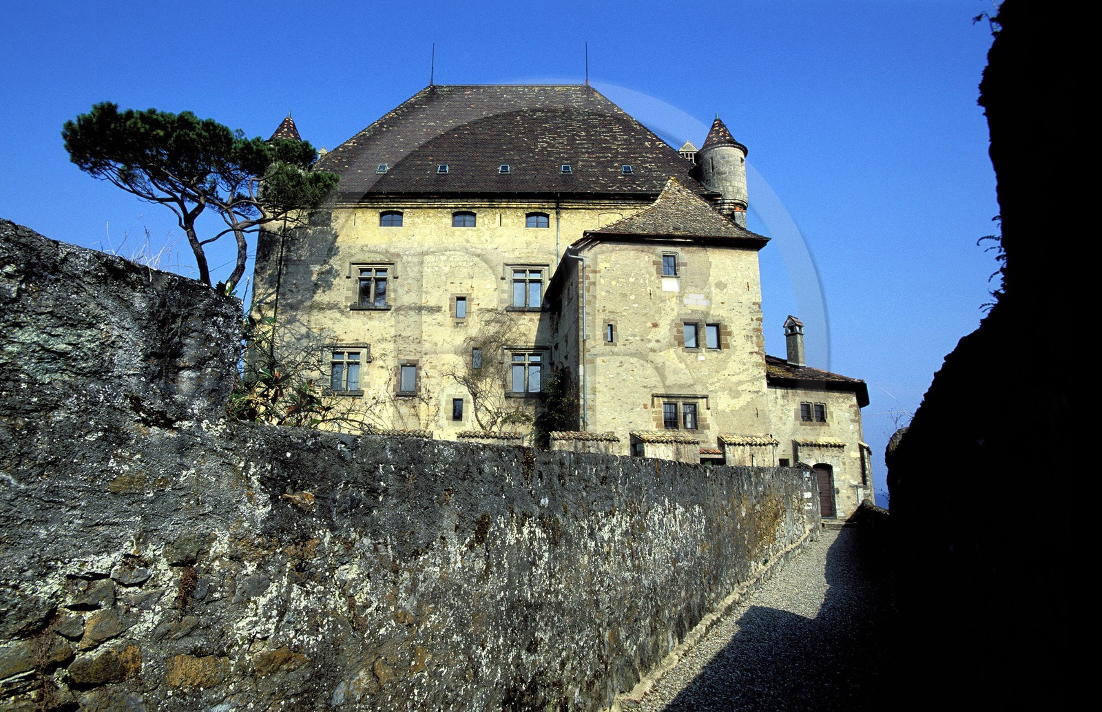France, Haute Savoie, Yvoire village, labelled Les Plus Beaux Villages de France (The Most Beautiful Villages of France), castle