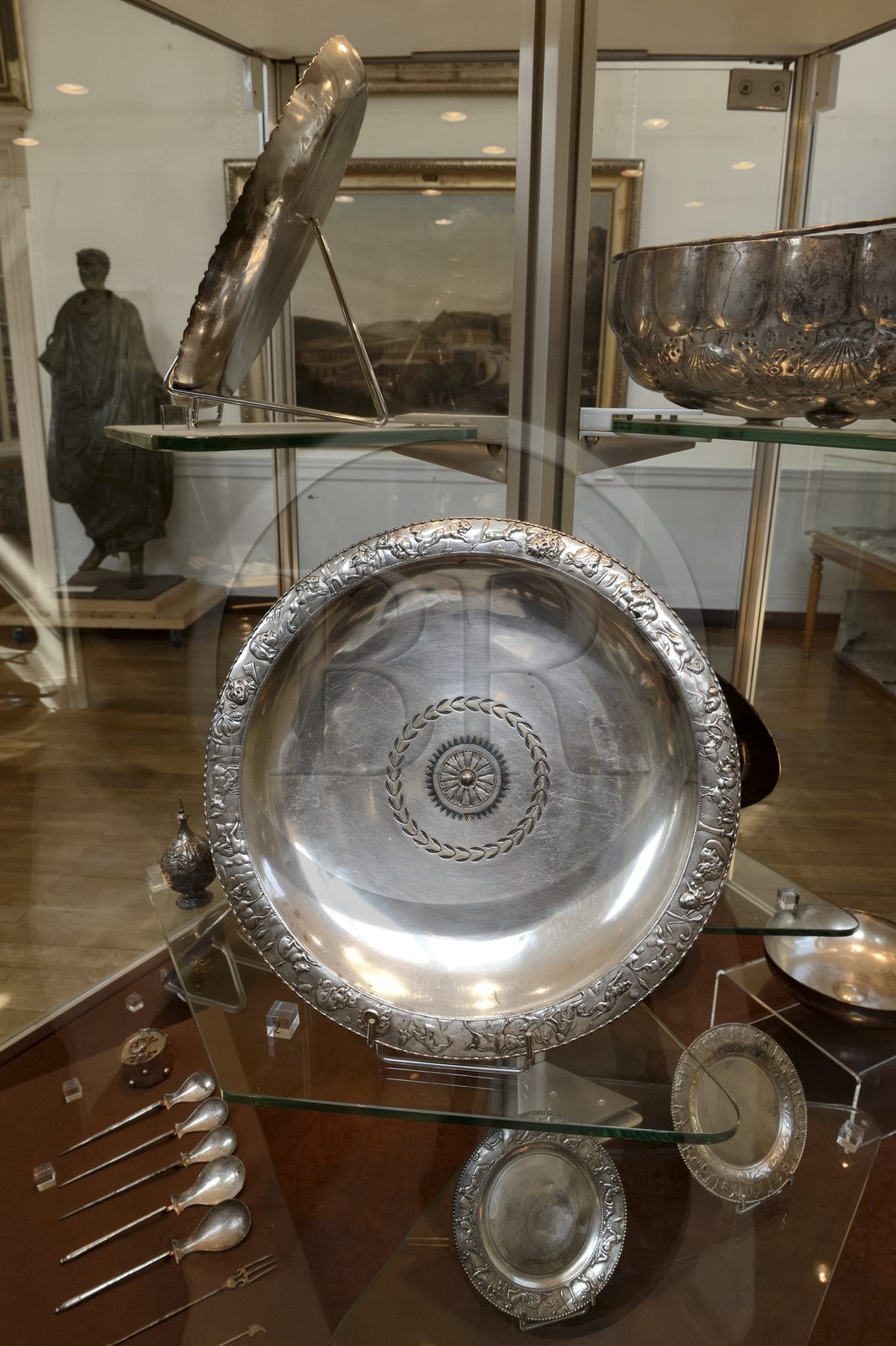 France, Isere, Vienne, Fine Arts and Archaeology Museum on the first floor of the old grain market, Silver treasure dating from the 3rd-4th century and resulting from the excavations of the Place Camille Jouffray