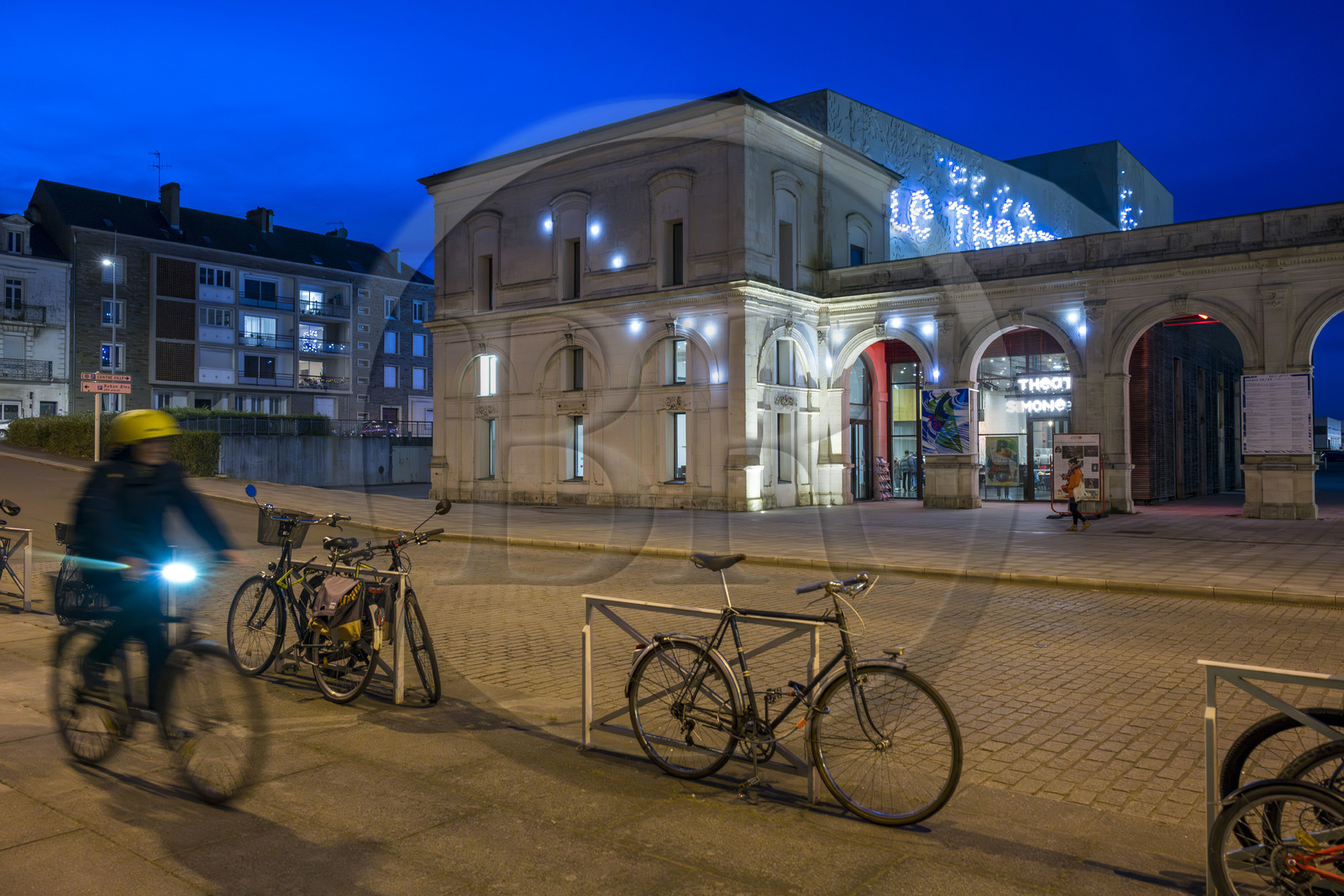 France, Loire-Atlantique (44), Saint-Nazaire, le Théatre, Théatre Simone Veil, scène nationale, réalisé par Karine Herman de l'agence K-architectures dans l'ancienne gare bombardée de la ville